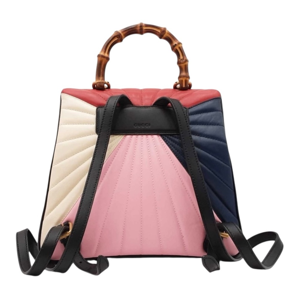 RARE Gucci Queen Margaret Tropuntata Bamboo Multicolor Backpack Pearl Bee Clasp - Picture 2 of 16